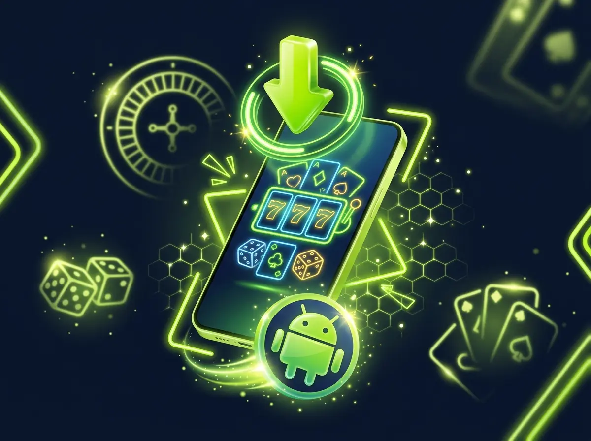 Celular con flecha de descarga para la app de Jugabet en Android